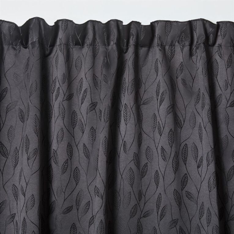Living & Co Jardin Curtains Black 150-230cm Wide/160cm Drop, Black, hi-res