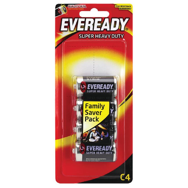 Eveready Super Heavy Duty Batteries C 4 Pack 4 Pack, , hi-res