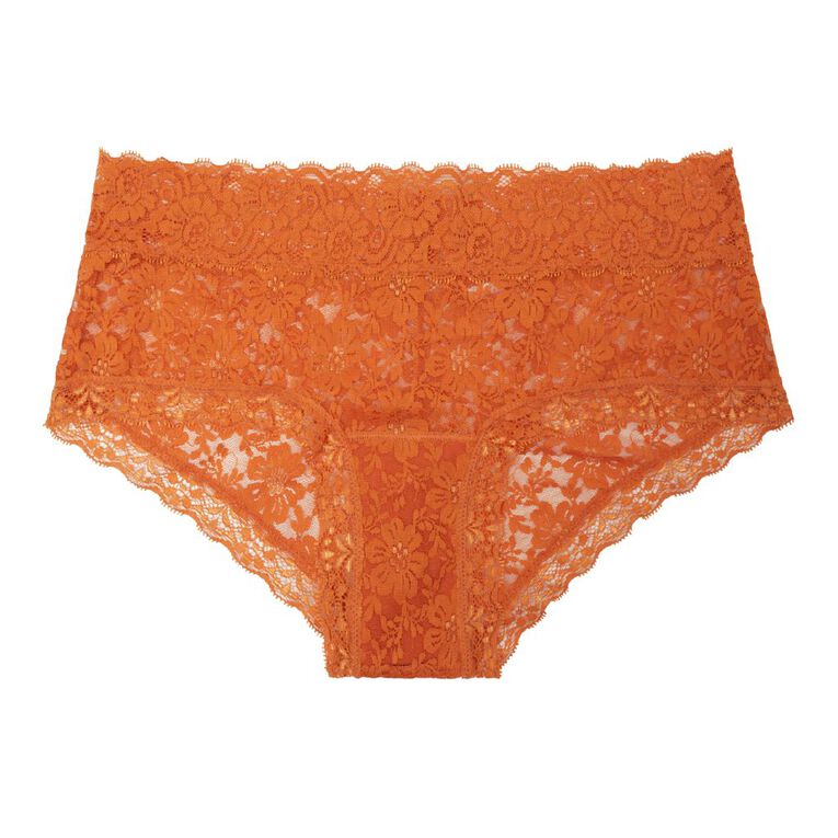 H&H Women's Poppy Lace Boyleg Briefs, Orange, hi-res