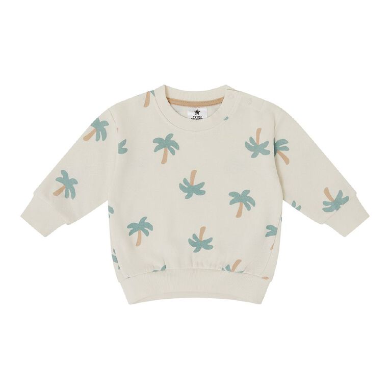 Young Original Babies' Print Crew Sweatshirt, Cream PALM, hi-res