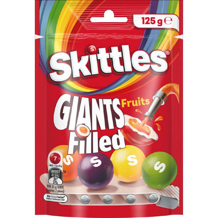 Skittles Giants Filled Lollies Bag 125g