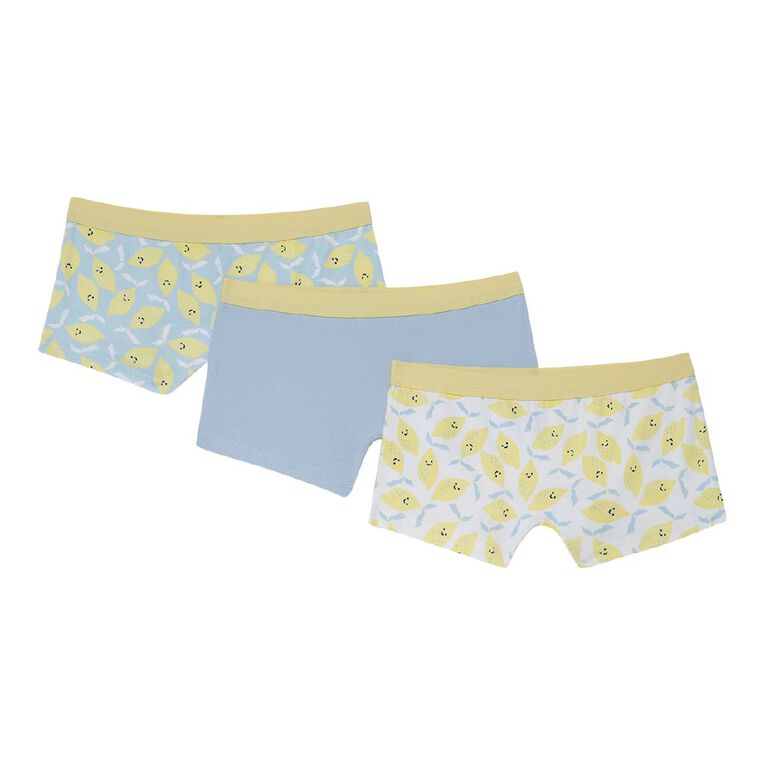 H&H Girls' Shortie Briefs 3 Pack, Yellow Light, hi-res