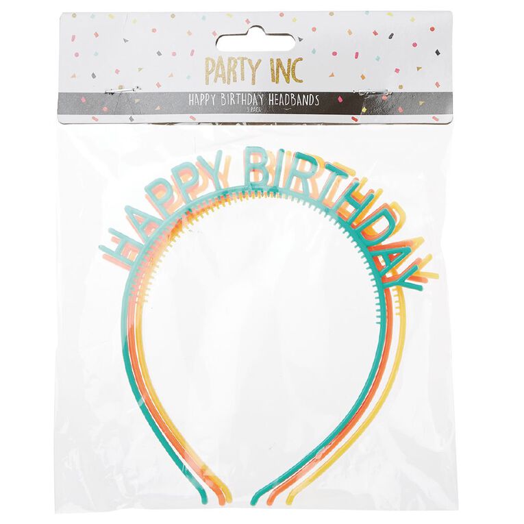Party Inc Happy Birthday Headbands 3 Pack, , hi-res