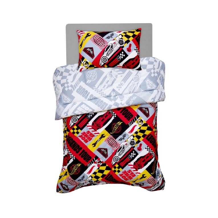Hot Wheels Comforter Set 2 Piece Multi-Coloured Single, , hi-res