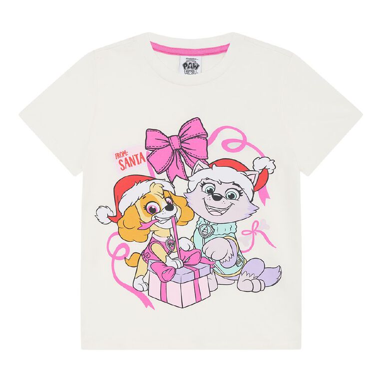 Paw Patrol Short Sleeve Christmas Tee, Cream, hi-res