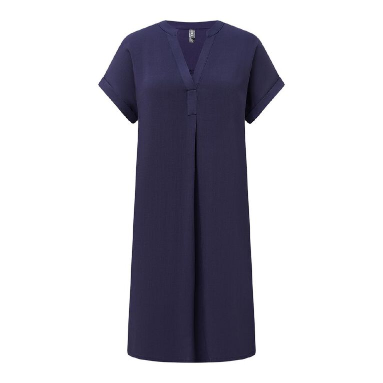 H&H Women's Short Sleeve Popover Tunic, Blue Mid, hi-res