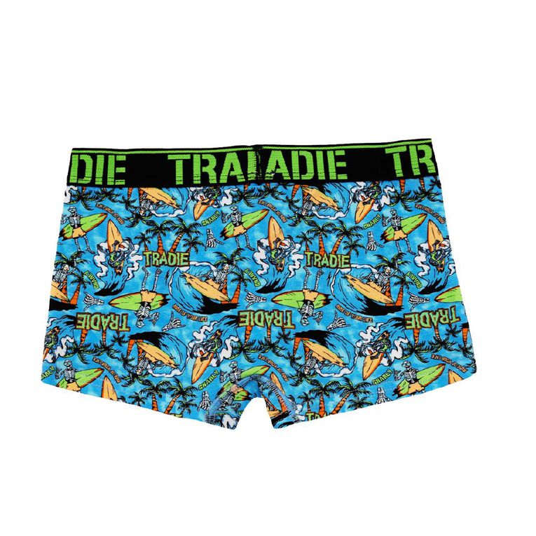 Tradie Boys' Trunks 3 Pack, Blue/Aqua, hi-res