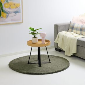 Living & Co Rug Faux Fur Round Green Dark 120cm