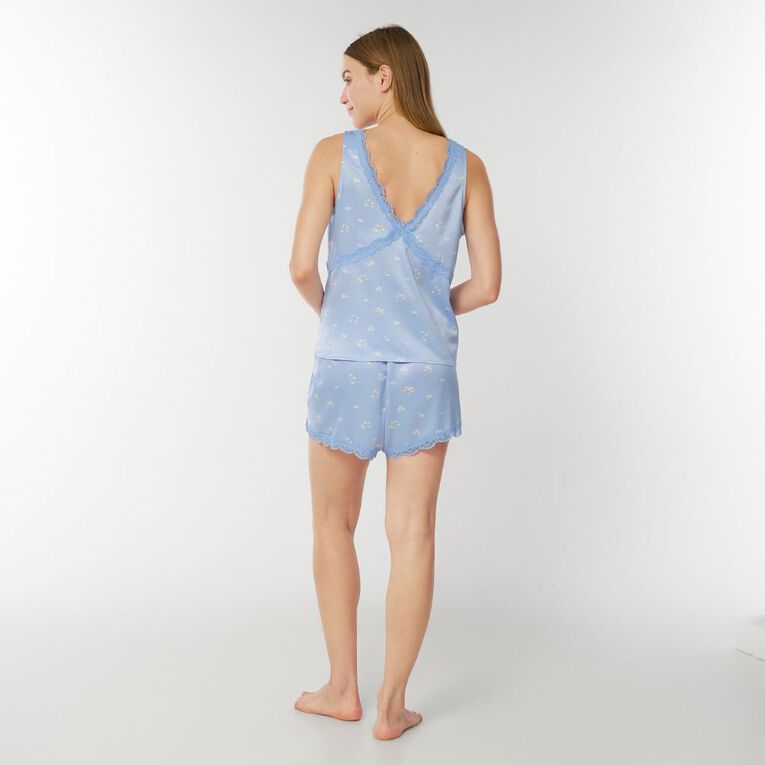 H&H Women's Satin Camisole Pyjama Set, Blue Light, hi-res