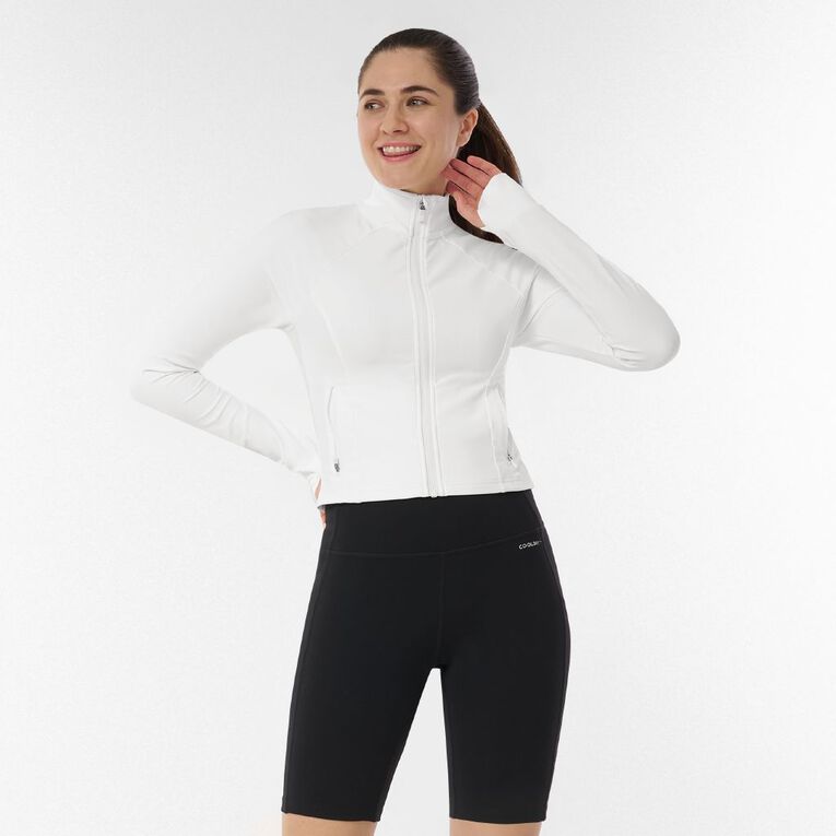 Active Intent Women's Rib Run Zip Sweat, White, hi-res