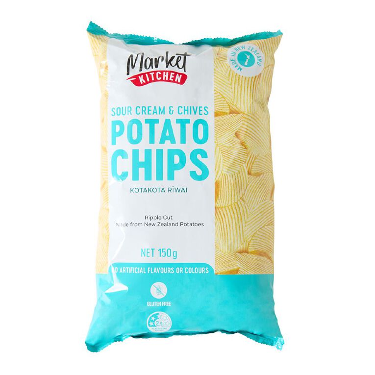 Market Kitchen Chips Sour Cream & Chives 150g, , hi-res