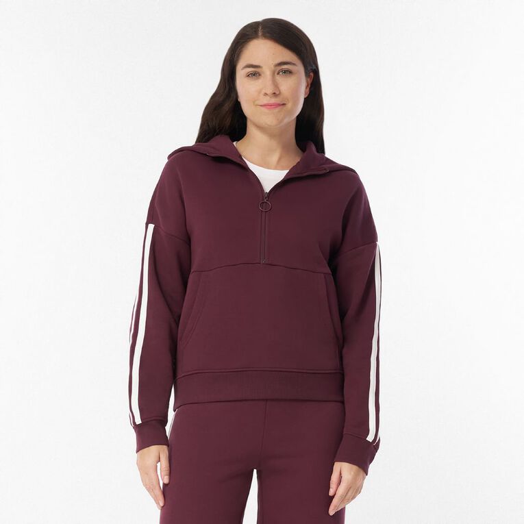 H&H Women's 1/4 Zip Hoodie, Red Dark, hi-res