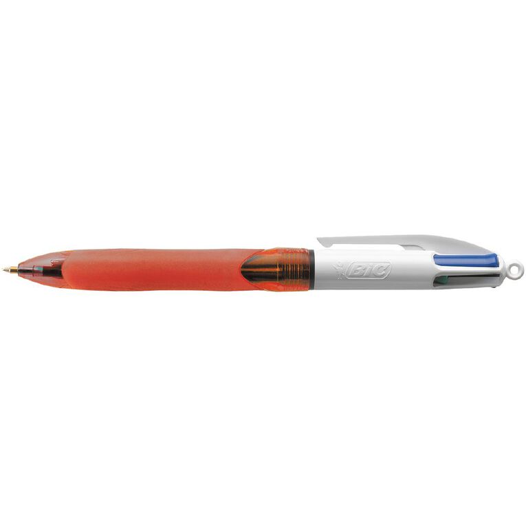 Bic 4 Colour Pen with Grip Fine or Medium Multi-Coloured 2 Pack, , hi-res