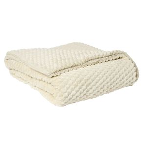 Living & Co Beehive Plush Sherpa Blanket Natural Queen