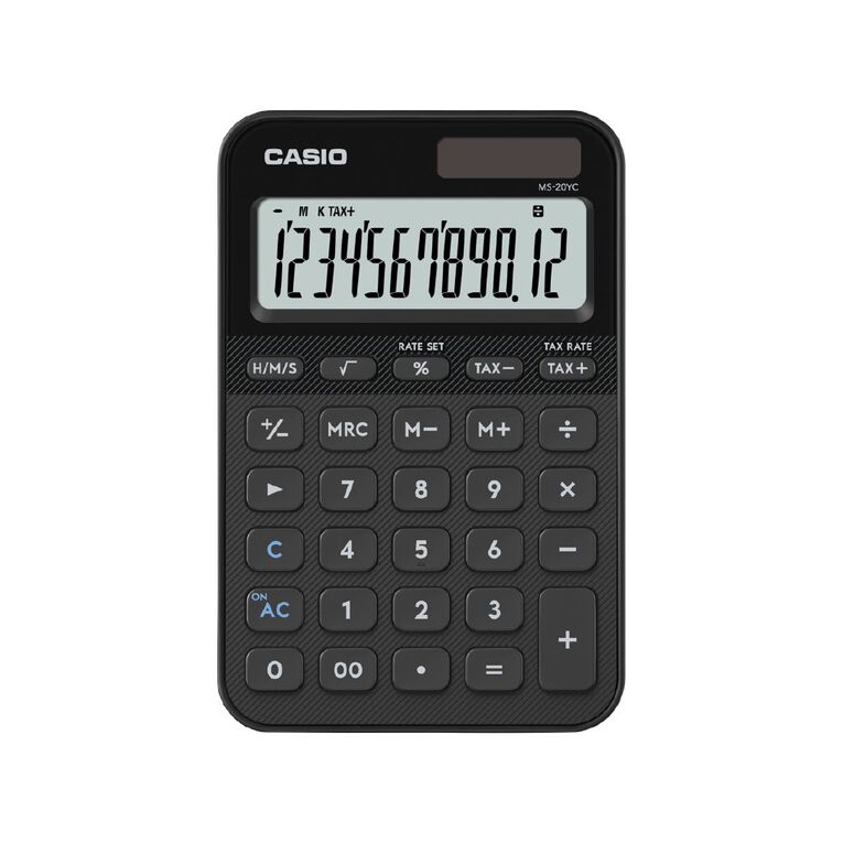 Casio MS20YCBK Desktop 12 Digit Calculator Black, , hi-res