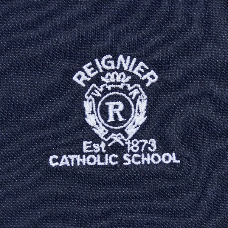 Schooltex Reignier Catholic School Short Sleeve Polo with Embroidery, Navy, hi-res