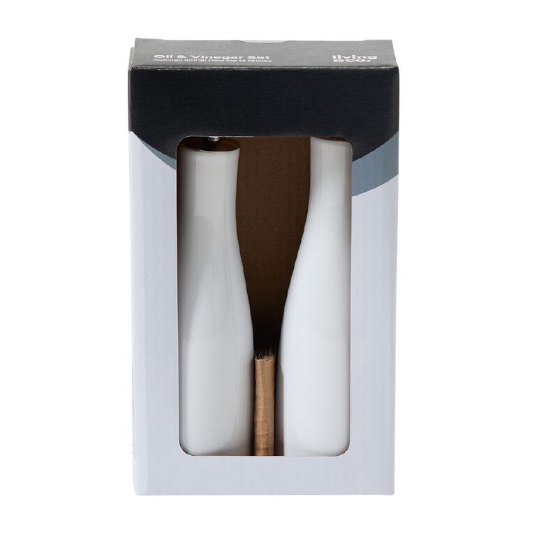 Living & Co Coupe Porcelain Oil and Vinegar Pourer Set White, , hi-res