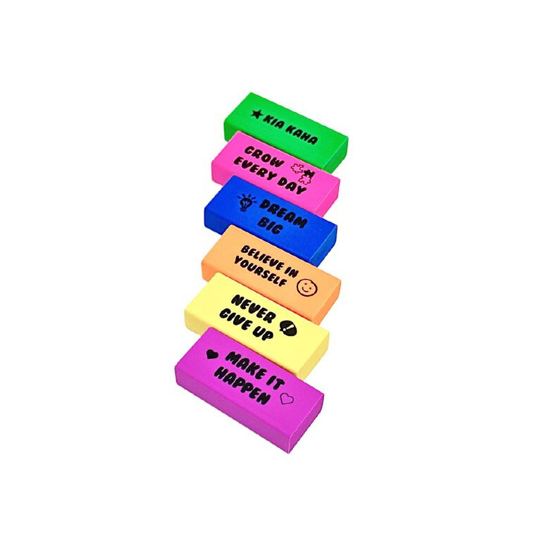 WS Peppy Erasers Assorted Colours Assorted 6 Pack, , hi-res