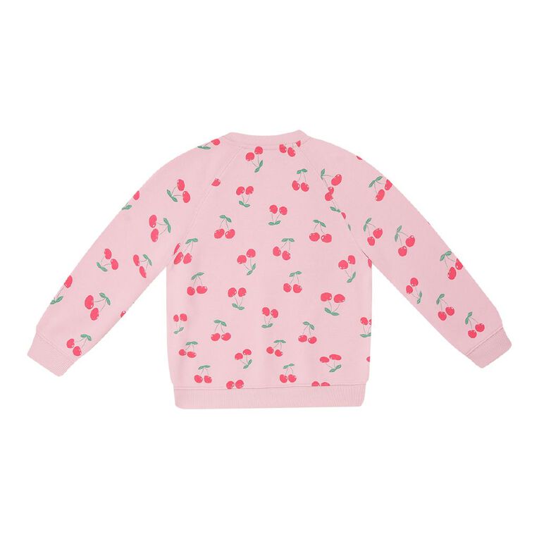 Young Original Raglan Printed Crew Sweat, Pink Mid, hi-res