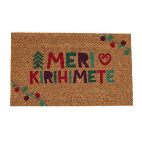 Wonderland Home Christmas Door Mat Coir 'Meri Kirihimete' Multi-Coloured