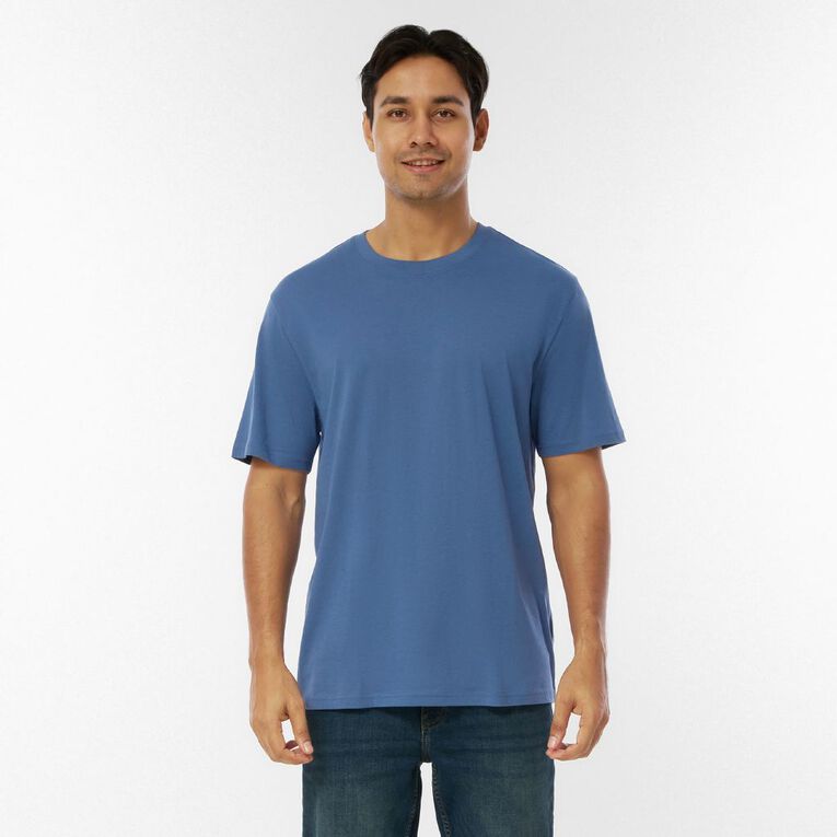 H&H Men's Regular Fit Crew Neck Tee, Blue Mid, hi-res