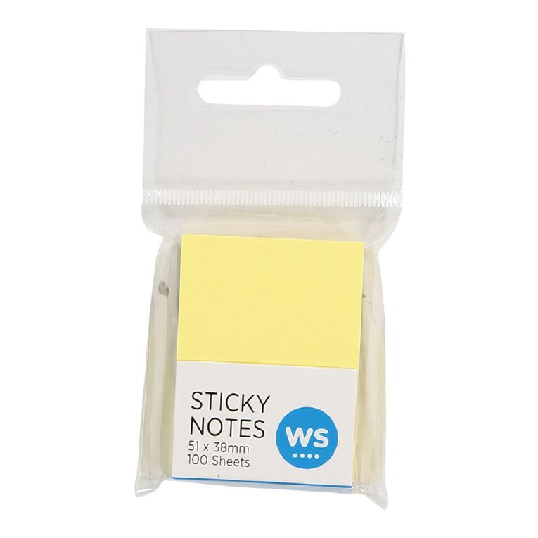 WS Sticky Notes 51mm x 38mm 100 Sheets Multi-Coloured, , hi-res