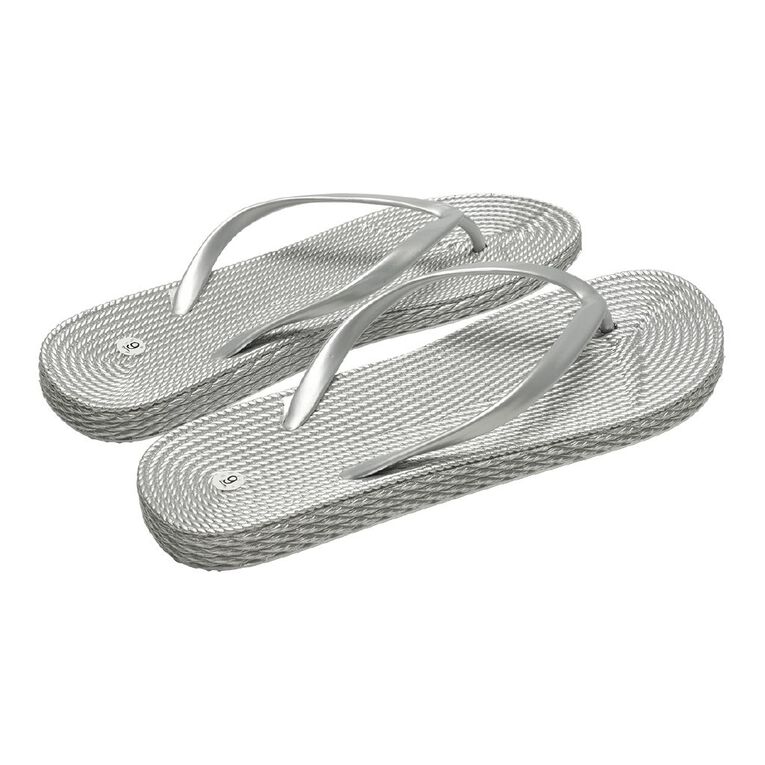 H&H Women's Plaited Jandals, Silver, hi-res