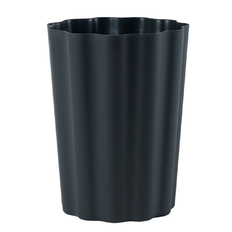 Living & Co Waste Paper Bin Scalloped Black, , hi-res