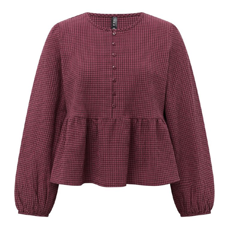 H&H Women's Long Sleeve Button Through Blouse, Pink Dark, hi-res
