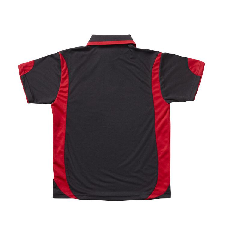 Schooltex Parkview Parua Short Sleeve Polo with Badge, Black/Red, hi-res