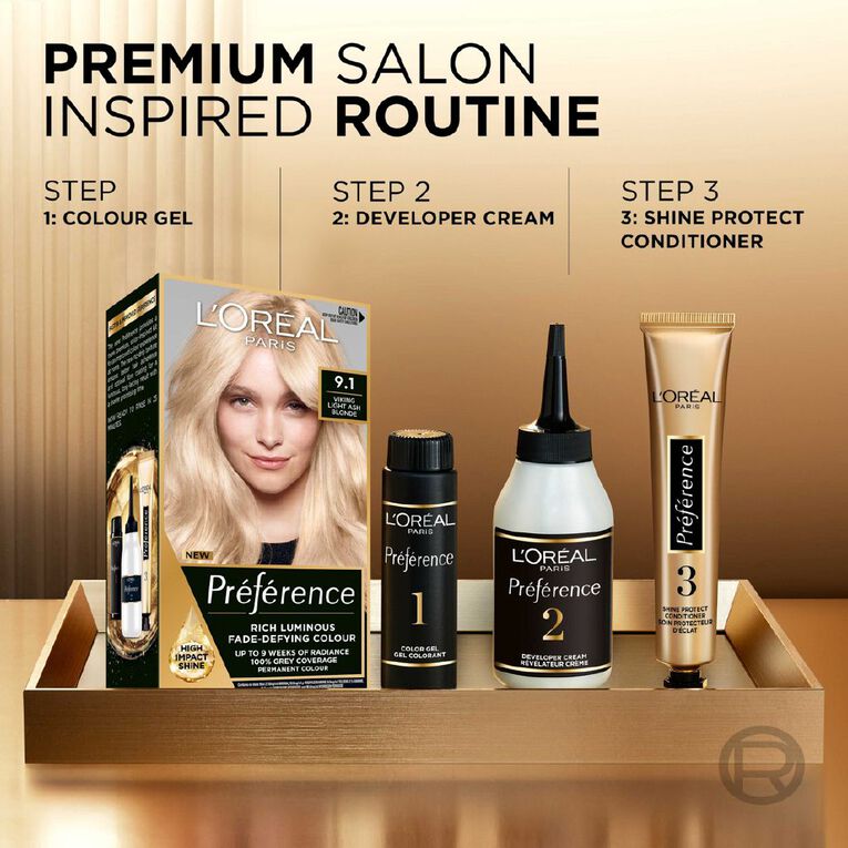 L'Oreal Paris Preference Hair Colour Light Ash Blonde 9.1, , hi-res