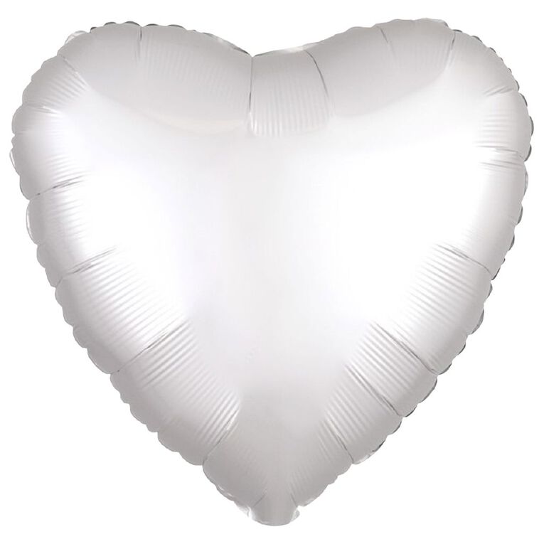 Anagram 45cm White Satin Heart Balloon, , hi-res