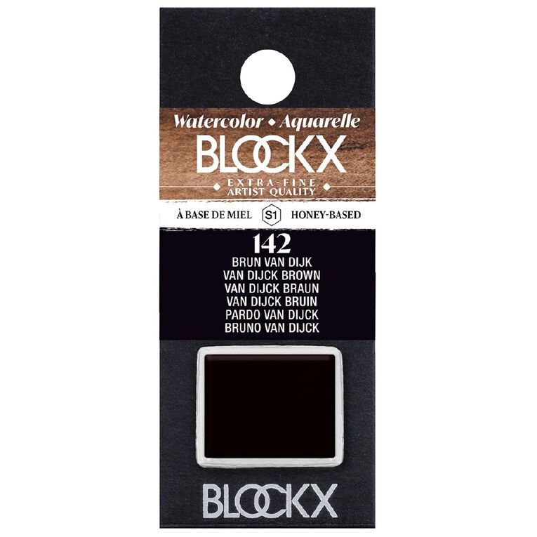 BLOCKX Watercolour Half Pan S1 142 Van Dijk Brown Brown, , hi-res