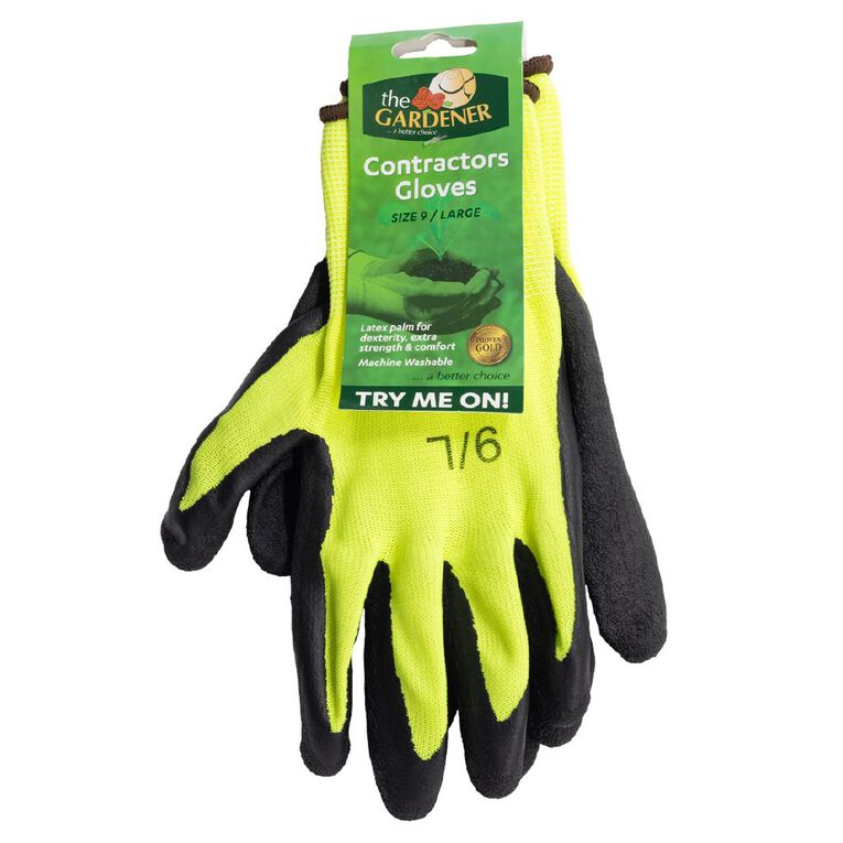 The Gardener Latex Contractor Gardening Gloves Assorted Large, , hi-res