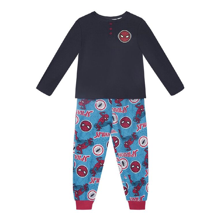 Spider-Man Boys' Waffle and Flanelette Pyjama Set, Grey Dark, hi-res