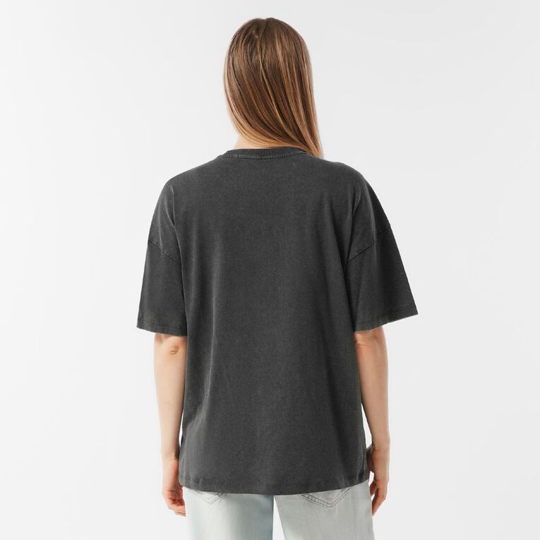 H&H Women's Short Sleeve Boyfriend Graphic Tee, Grey Dark NYC SNAKE, hi-res