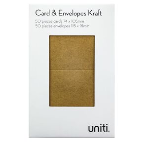Uniti Mini Cards & Envelopes Mini Kraft 50 Pack Brown Mid