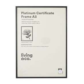 Living & Co Platinum Metal Certificate Frame Black A3