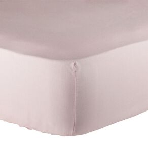 Living & Co 100% Washed Cotton Fitted Sheet Pink Queen