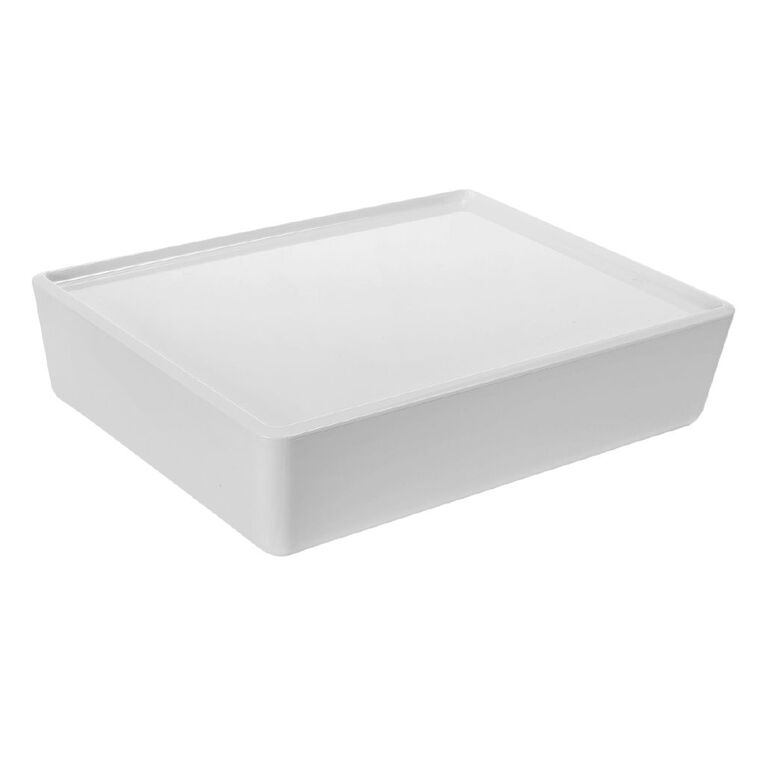 Living & Co Lisse Shallow Lidded Organiser White 6L, , hi-res