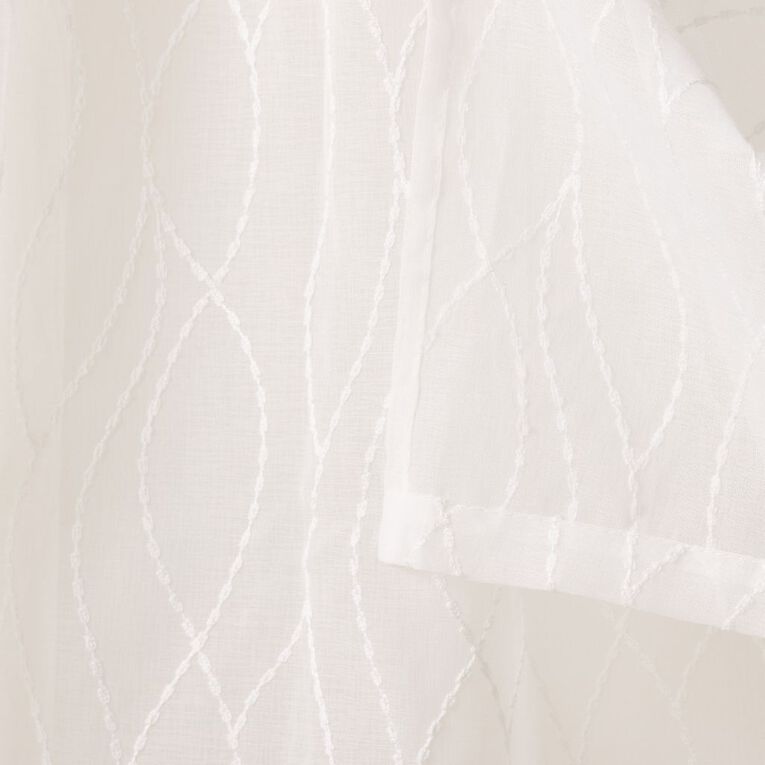 Living & Co Arabesque Voile White 90-180cm Wide/135cm Drop, , hi-res
