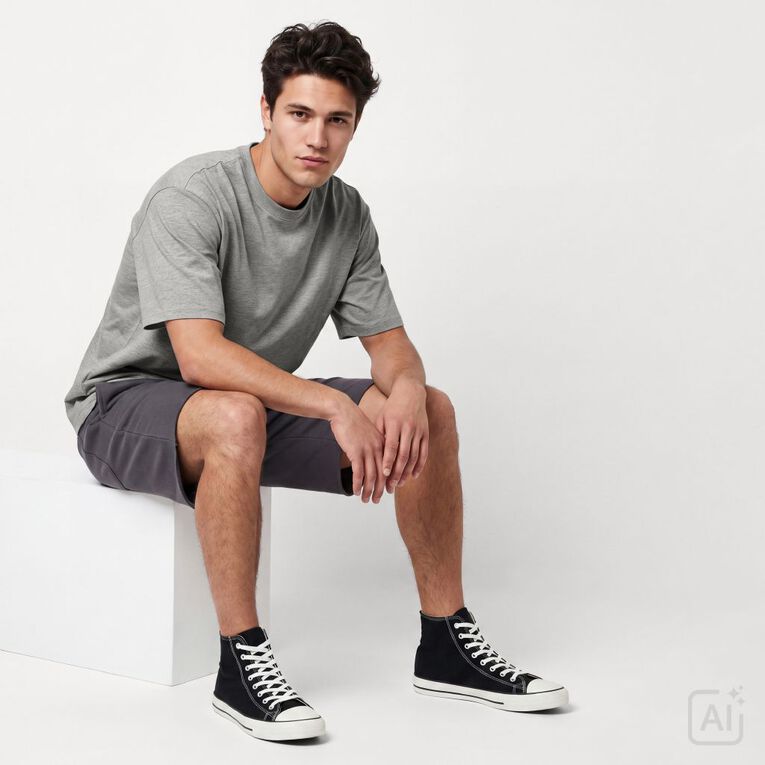 Garage Men's Heavyweight Boxy Tee, Grey Marle, hi-res