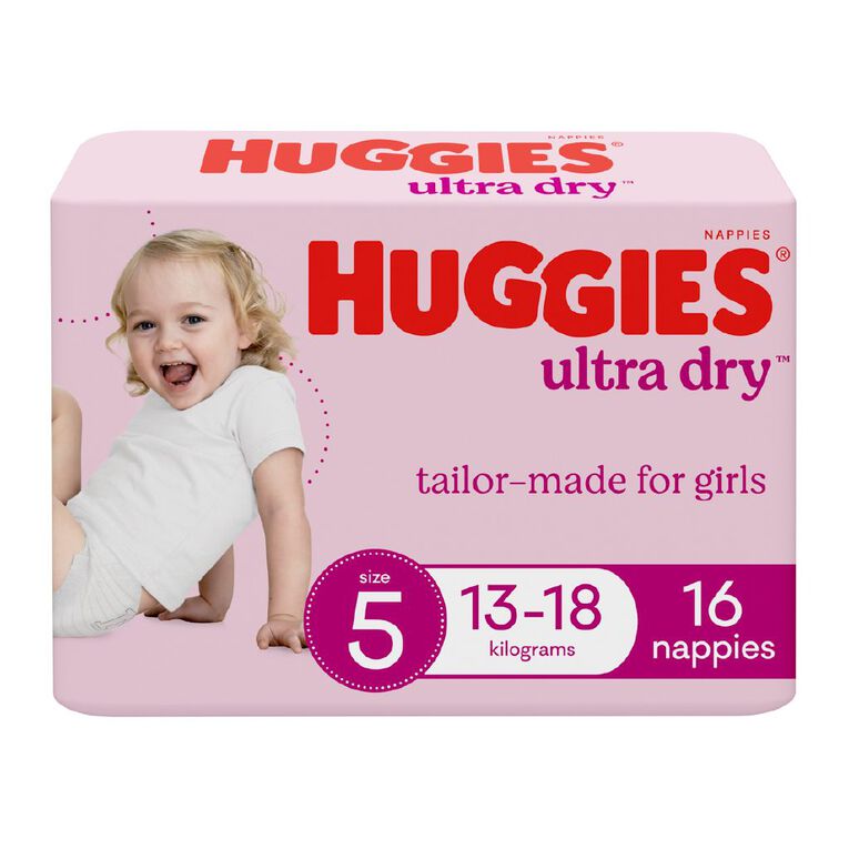Huggies Girls' Convenience Nappy Walker Size 5 13-18kg 16 Pack, , hi-res