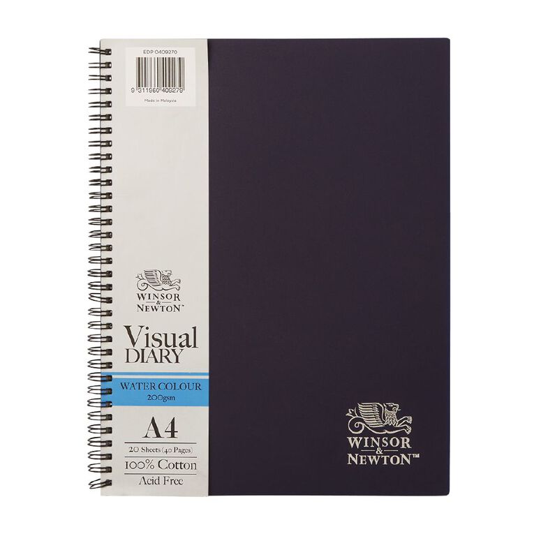 Winsor & Newton Watercolour Visual Diary Spiral 200gsm 20 Sheets A4, , hi-res