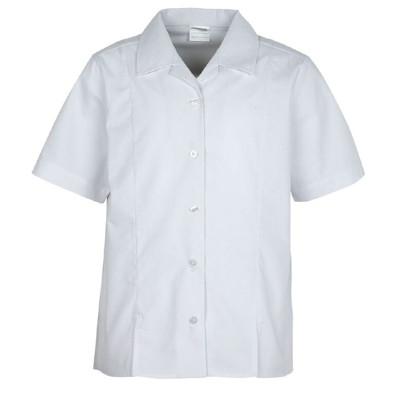 Schooltex Blouse Short Sleeve with Split Hem, White, hi-res