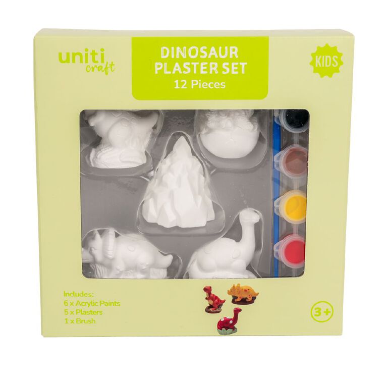Uniti Craft Kids Plaster Painting Kit 5 Pieces 3D Dinosaur, , hi-res