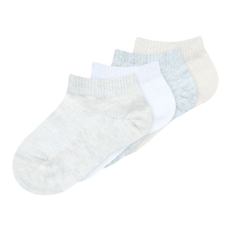 Underworks Infants' Mesh Low Cut Socks 4 Pack, White/Silver, hi-res