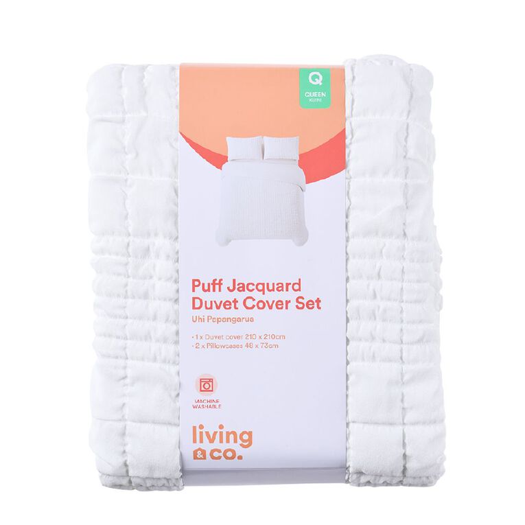 Living & Co Duvet Cover Set Puff Jacquard King, , hi-res