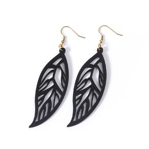 Kiwiana Stainless Steel Leaf Fish Hook Earrings