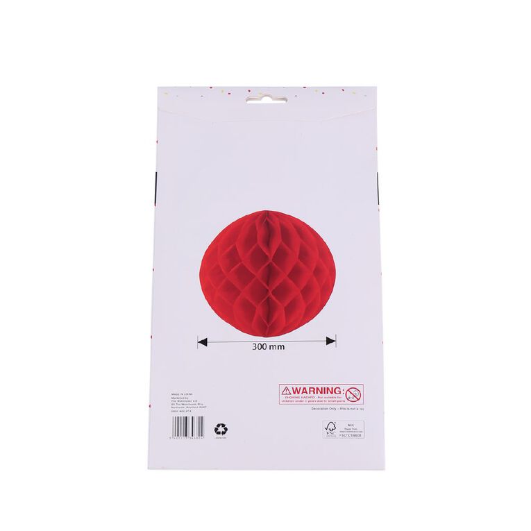 Party Inc Party Decoration Honeycomb Lantern Red 30cm, , hi-res